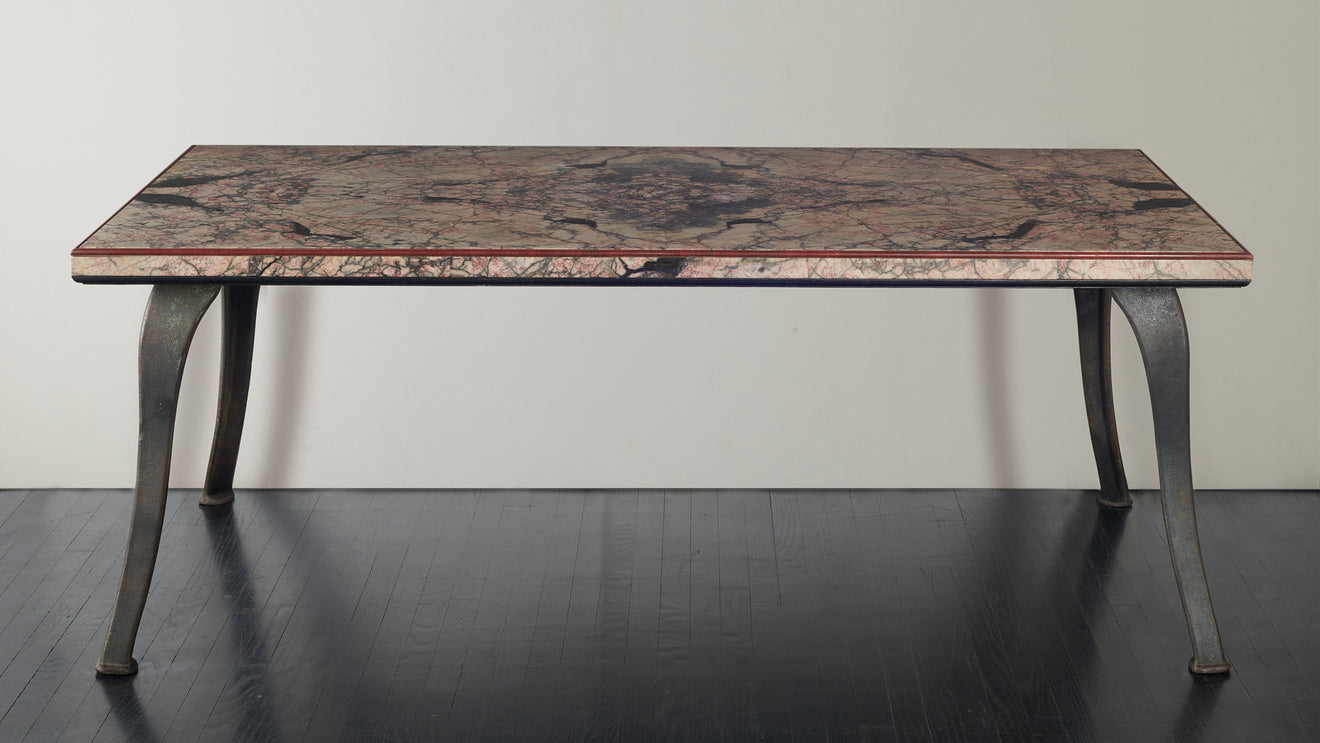 QUAD - MATCHED MARBLE DINING TABLE WITH IRON LEGS